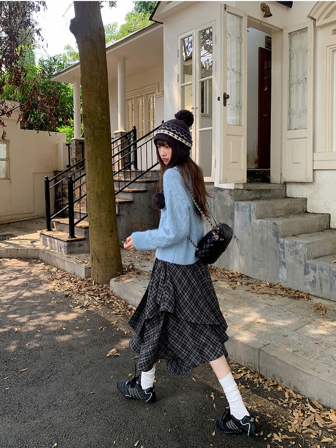 Chân váy dạ, áo len mặc ngoài chân váy dạ  - Ảnh 10.