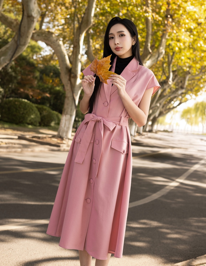 Váy sơ mi chiết eo, đầm dài cổ điển... diện đi làm, đi chơi đều đẹp- Ảnh 9.