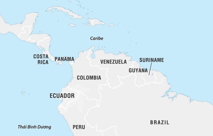 Vị trí Venezuela và vùng biển Caribe. Đồ họa: Britannica