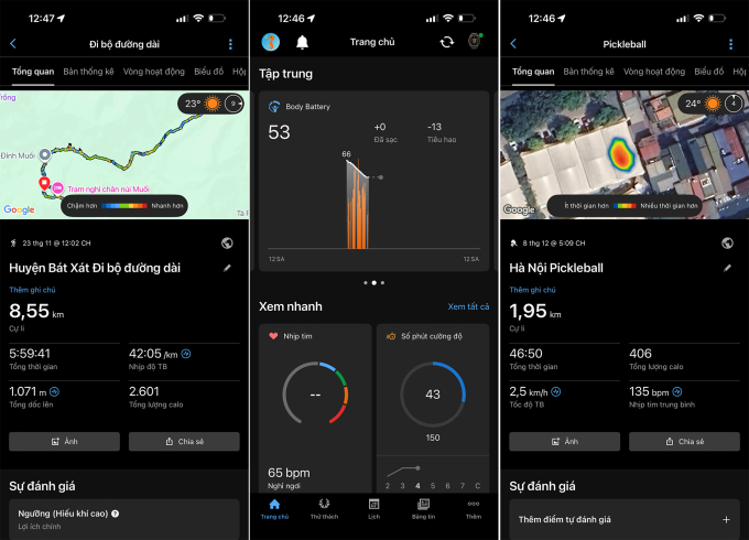 Khả năng đo tập luyện thể thao với các chỉ số chi tiết, phát hiện GPS ở cả các môn khác như tennis, pickleball là khác biệt của đồng hồ Garmin.