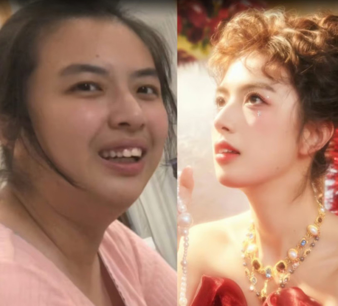 Lưu (trái) trước và sau giảm cân (phải). Ảnh: 8days