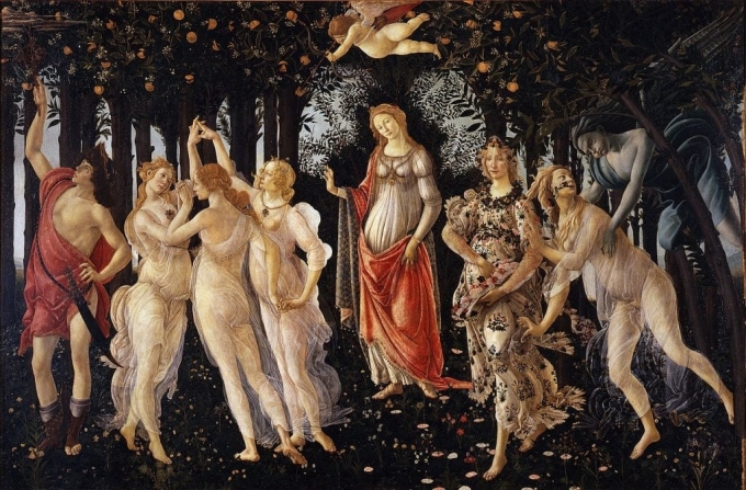 Sandro Botticelli hoàn thành bức Mùa xuân (tiếng Italy là Primavera) khoảng năm 1482. Tranh hiện được trưng bày tại Bảo tàng Uffizi. Ảnh: Artnet