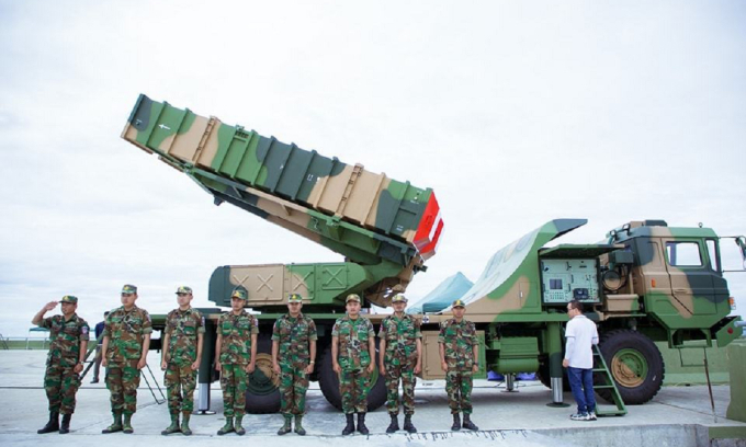 Bệ phóng tên lửa KS-1C của Campuchia trong ảnh công bố tháng 9/2023. Ảnh: CKHQ