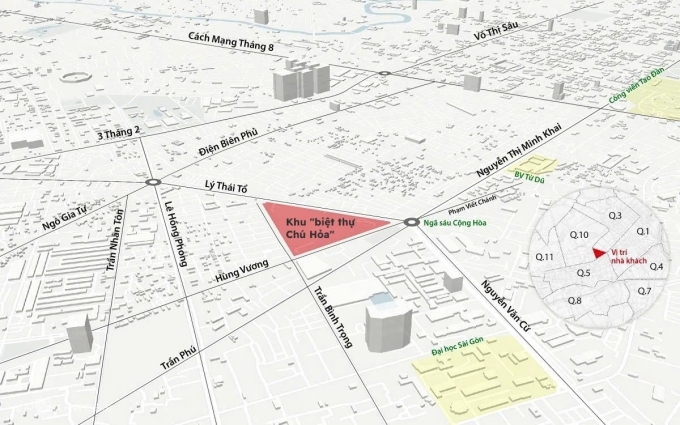 Vị trí khu đất làm công viên và đài tưởng niệm. Đồ hoạ: Hoàng Khánh