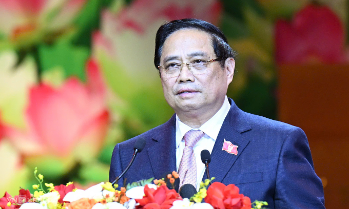 Thủ tướng Phạm Minh Chính phát biểu khai mạc Đại hội. Ảnh: Giang Huy