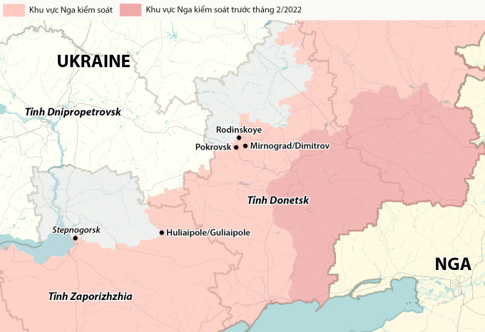 Vị trí thành phố Huliaipole. Đồ họa: RYV