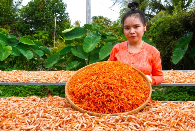 Hiện tôm khô móng chim đang được thị trường ưa chuộng. Ảnh: Chúc Ly