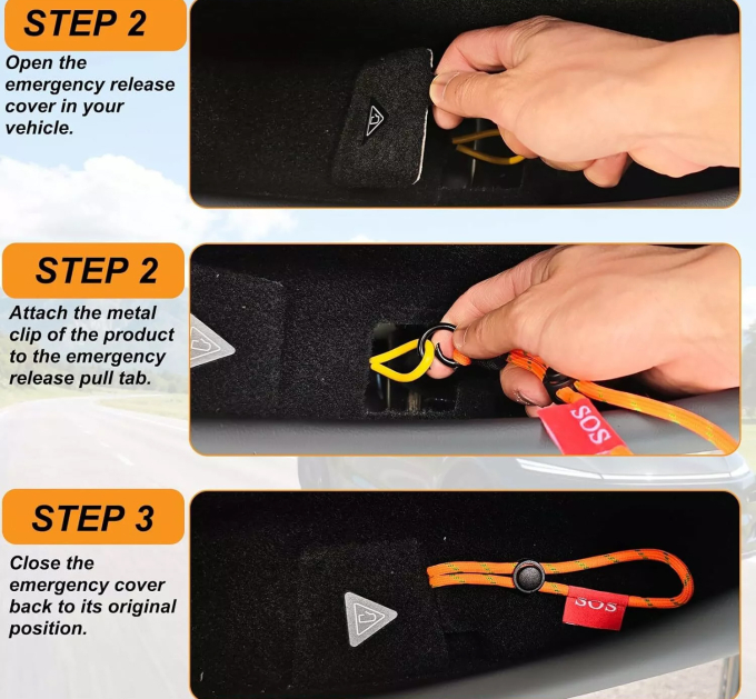 Dây kéo lắp thêm trên xe Tesla, với đầu dây thò hẳn ra ngoài để có thể nhanh nhóng sử dụng trong tình huống khẩn cấp. Ảnh: Carscoops