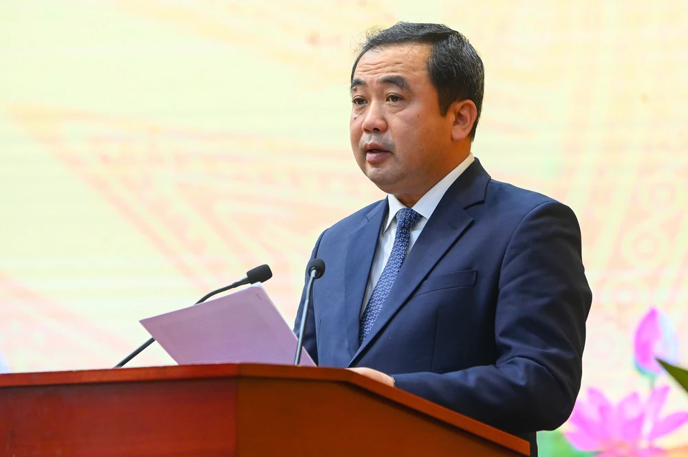 Bộ trưởng Bộ NN&MT Trần Đức Thắng phát biểu tại hội nghị. Ảnh: Tùng Đinh z7384410388019_26edd655a71266b0ab95f6896d8d480f.jpg