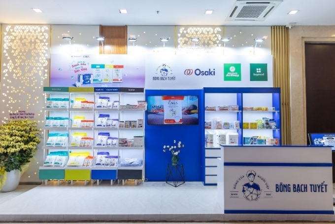 Một gian hàng giới thiệu sản phẩm của Bông Bạch Tuyết. Ảnh: Bông Bạch Tuyết