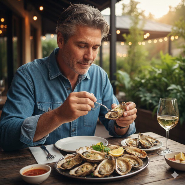 Hàu chứa kẽm - một khoáng chất thiết yếu cho quá trình tổng hợp testosterone và sản xuất tinh trùng.