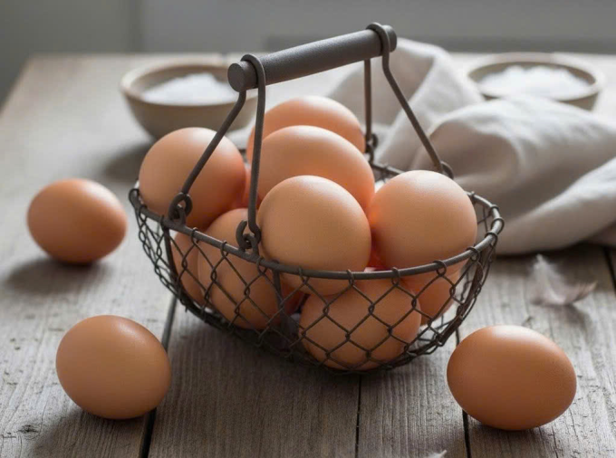 Trứng giàu choline hỗ trợ hoạt động của não, duy trì cấu trúc màng tế bào thần kinh. Ảnh được tạo bởi AI
