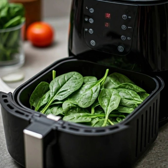 5 món không nên chế biến bằng nồi chiên không dầu 1 Rau lá mềm, rau chứa nhiều nước không thích hợp để chế biến bằng nồi chiên không dầu.