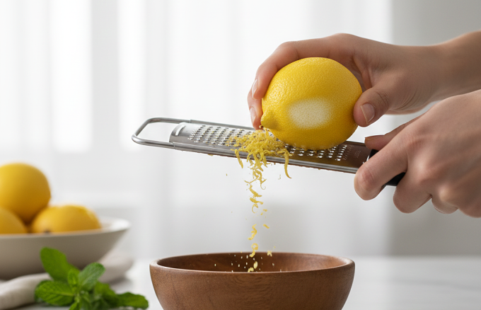 Vỏ chanh giàu vitamin C. Ảnh được tạo bởi AI