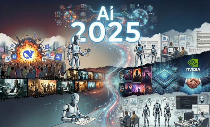 Minh họa về các sự kiện AI năm 2025. Ảnh: Gemini AI