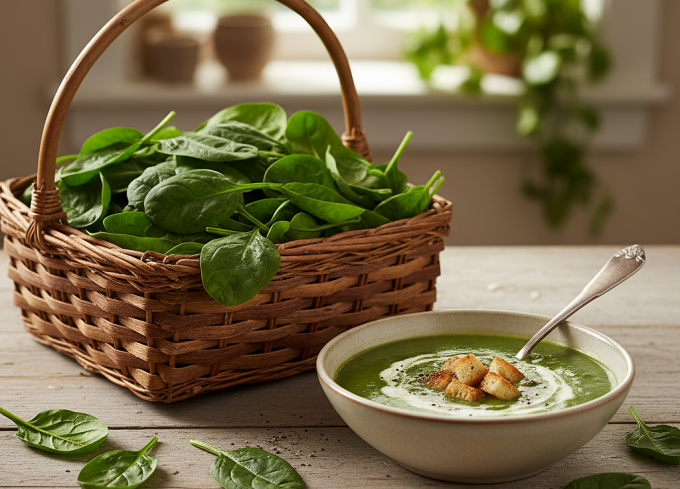 Rau bina giàu chất xơ và chất chống oxy hóa. Ảnh: AI