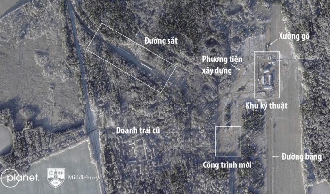 Ảnh chụp vệ tinh ngày 16/11 căn cứ không quân cũ của Belarus ở Krichev, có thể là nơi triển khai tên lửa Oreshnik. Ảnh: Reuters