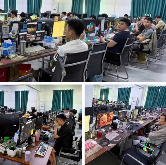 Nơi các nghi phạm ngồi để lừa đảo. Ảnh: Công an cung cấp