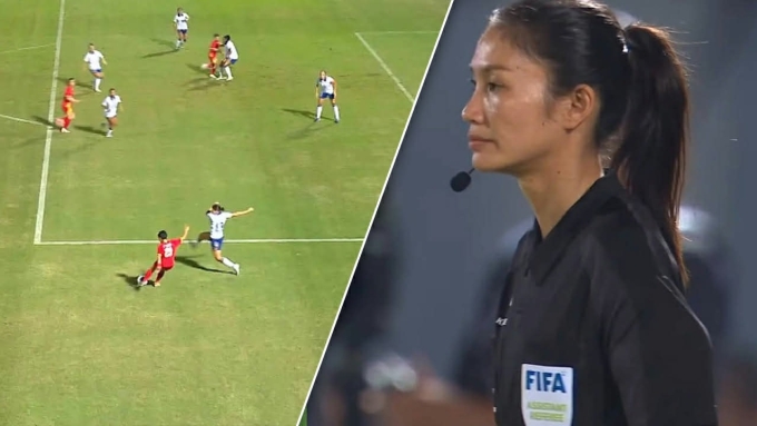 Trọng tài biên người Lào Phutsavan Chanthavong mắc sai lầm trong trận Việt Nam thua Philippines trên loạt đá luân lưu chung kết bóng đá nữ SEA Games 33 trên sân Chonburi, Thái Lan tối 17/12/2025. Ảnh: Daily News