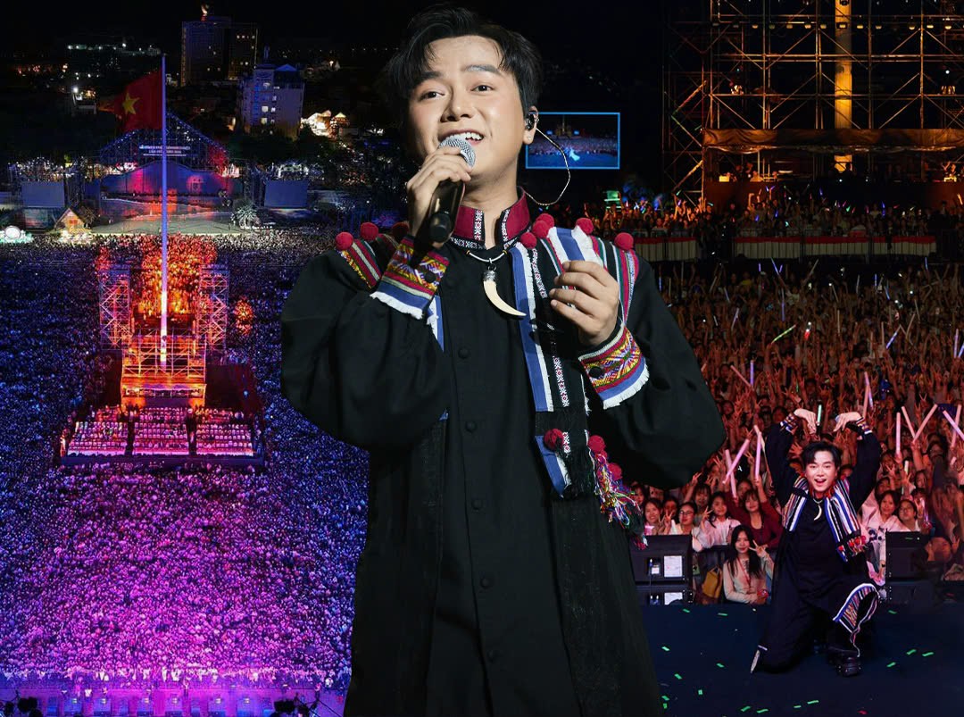 Bùi Công Nam hòa giọng cùng hàng ngàn khán giả quê hương tại Lễ hội cà phê Buôn Ma Thuột- Ảnh 1.