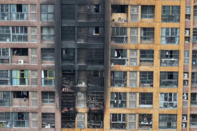 Vụ cháy chung cư khiến 15 người chết tại Nam Kinh vào tháng 2/2024. Ảnh: Weibo