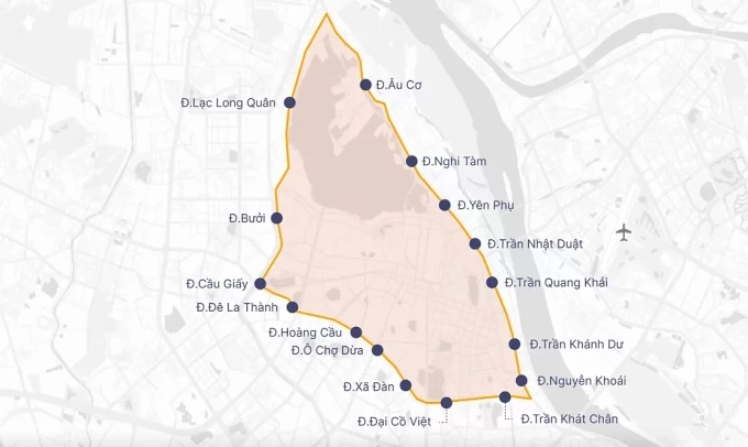 Khu vực vành đai 1, thành phố Hà Nội. Đồ họa: Hoàng Khánh