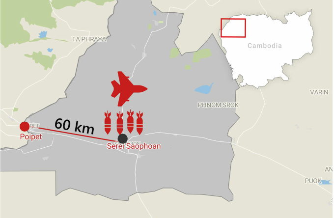 Vị trí thành phố Poipet và Serei Saophoan của tỉnh Banteay Meanchey, Campuchia. Đồ họa: Cambodianess