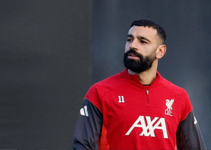 Mohamed Salah trong buổi tập của Liverpool tại trung tâm Huấn luyện AXA, Liverpool, Anh ngày 8/12/2025. Ảnh: Reuters
