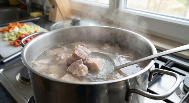 Có nên chần thịt qua nước sôi trước khi chế biến không? Chuyên gia giải đáp thói quen của 90% bà nội trợ 1 Lo ngại thực phẩm không an toàn, nhiều bà nội trợ mách nhau cách chần thịt bằng nước sôi trước khi chế biến.
