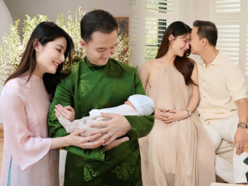 Diễm My 9X công khai con đầu lòng ngay mùng 1 Tết Ất Tỵ, chồng thiếu gia bế thiên thần nhỏ cực khéo