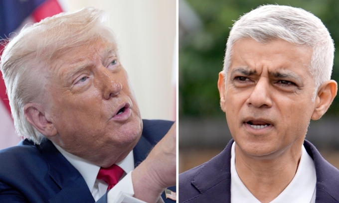 Tổng thống Mỹ Donald Trump (trái) và Thị trưởng London Sadiq Khan. Ảnh: Sky News
