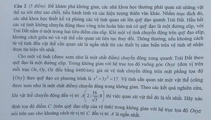 Câu 2 trị giá 5 điểm của đề Toán thi học sinh giỏi quốc gia 2025.