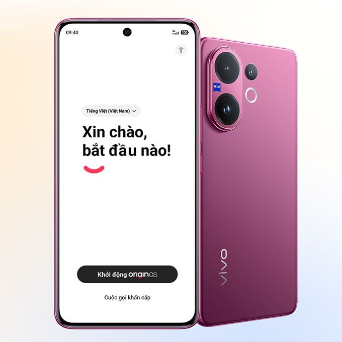 Giao diện OriginOS 6 khởi động trên smartphone V60 5G. Ảnh: Vivo