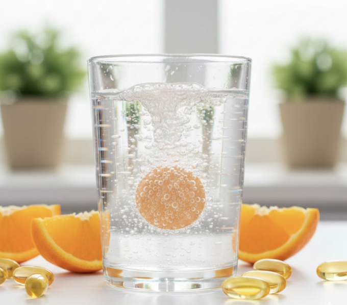 Vitamin C có thể gây ra những tác dụng phụ có hại cho sức khỏe nếu sử dụng quá liều. Ảnh minh họa tạo bởi AI