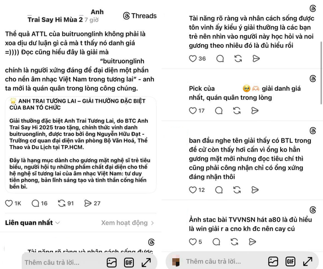 Bùng nổ phản ứng về giải thưởng Anh Trai Tương Lai: BTC trao để “an ủi” Á quân buitruonglinh đấy à?- Ảnh 7. Bùng nổ phản ứng về giải thưởng Anh Trai Tương Lai: BTC trao để “an ủi” Á quân buitruonglinh đấy à?- Ảnh 7.