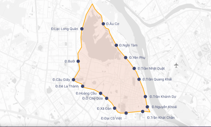 Thành phố sẽ cấm xe máy chạy xăng theo khung giờ tại một số khu vực trong Vành đai 1 từ ngày 1/7/2025. Đồ họa: Hoàng Khánh