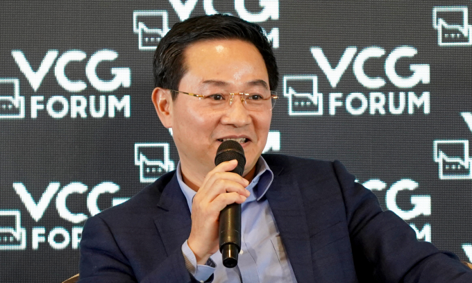 Giám đốc Sở Khoa học và Công nghệ Hà Nội Trần Anh Tuấn tại sự kiện. Ảnh: Lưu Quý