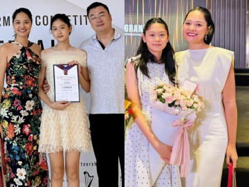 Hoa hậu Hương Giang khoe ái nữ cao 1m75 đi thi vào luôn chung kết, ông xã người Trung Quốc vội lên máy bay để gặp con