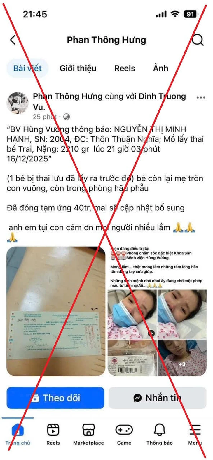 Kêu gọi giúp 'mẹ đơn thân mang song thai': Nhiều chi tiết không đúng sự thật 1 kêu gọi - Ảnh 1.