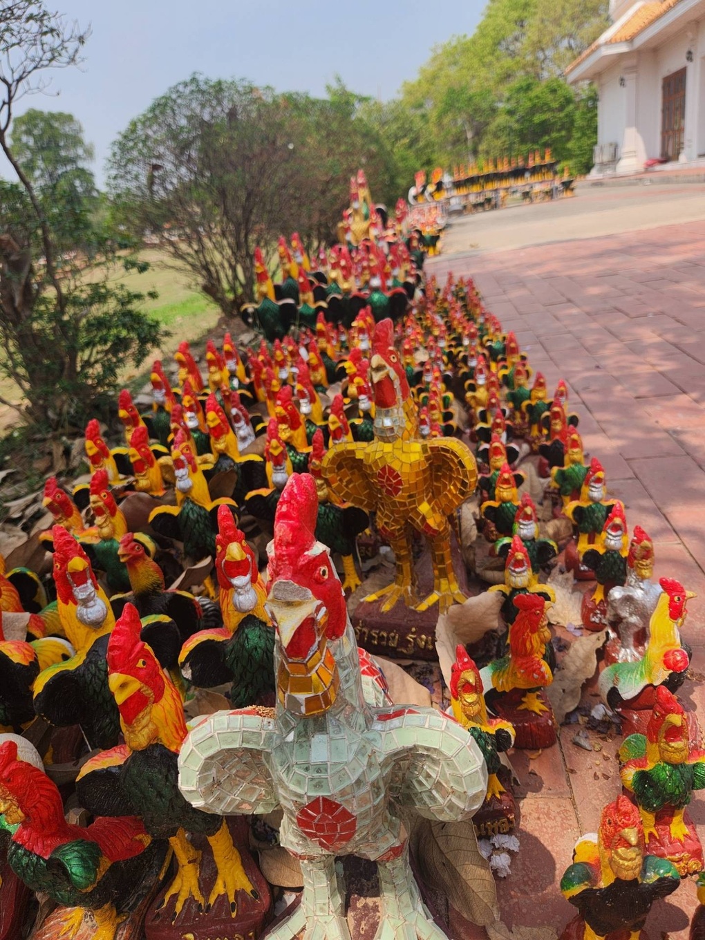 Lạ lùng ngôi đền có hàng nghìn tượng gà xếp dọc lối đi ở Thái Lan - 1