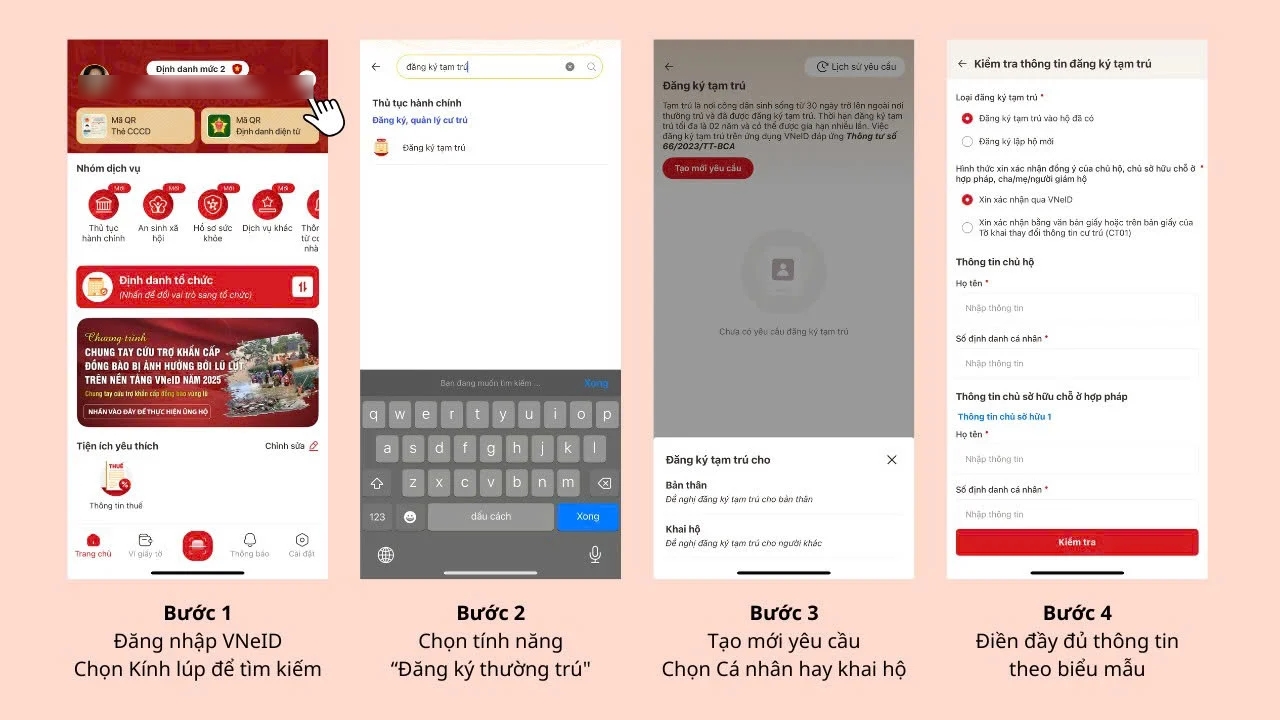 Hướng dẫn đăng ký tạm trú, thông báo lưu trú, thường trú: Làm đúng 3 bước trên VNeID là xong!- Ảnh 1.