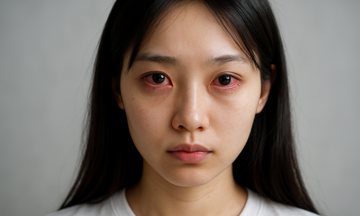 Mat co nhieu tia mau do la dau hieu benh