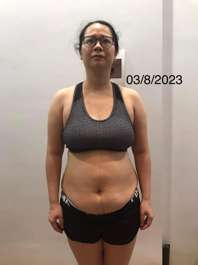 Chị Ánh trong thời gian đầu thay đổi chế độ ăn uống, tập luyện. Ảnh: Nhân vật cung cấp