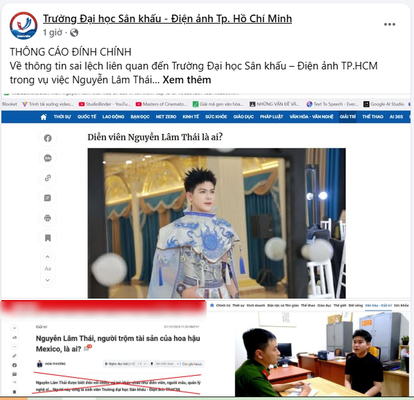 Vụ diễn viên Nguyễn Lâm Thái bị bắt: Một trường Đại học ở TP.HCM lên tiếng đính chính- Ảnh 1.