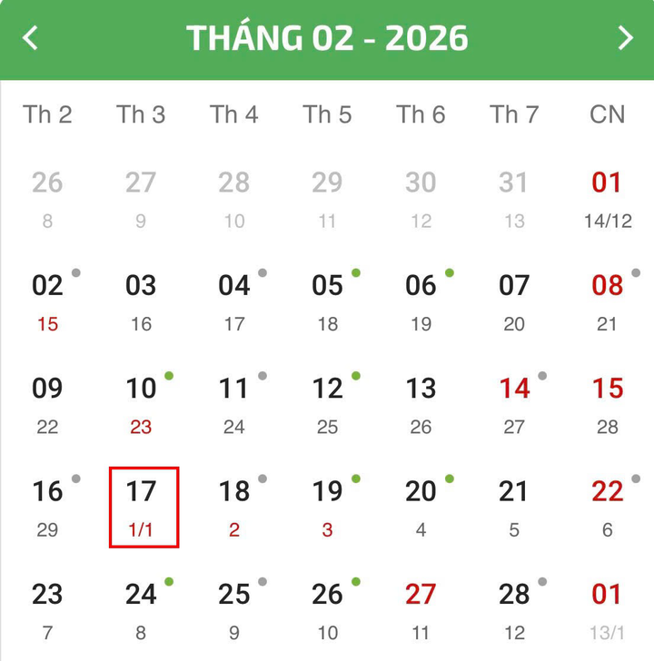Mùng 1 Tết Bính Ngọ 2026 là ngày mấy Dương lịch?- Ảnh 1.