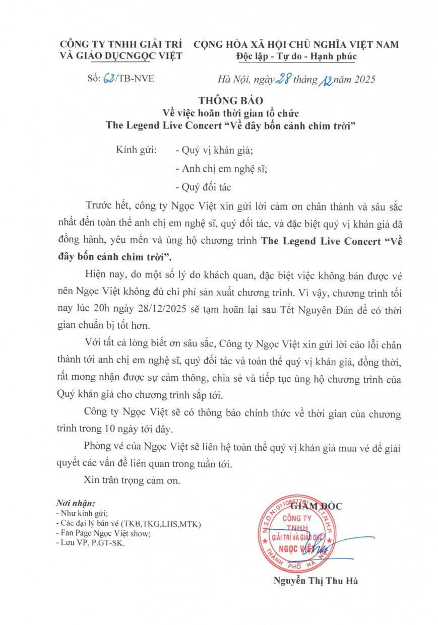 Vụ hủy show sát giờ tại Hà Nội: Nghệ sĩ bay từ Mỹ về không được trả tiền vé, nhạc sĩ Trần Tiến buồn khóc- Ảnh 2.