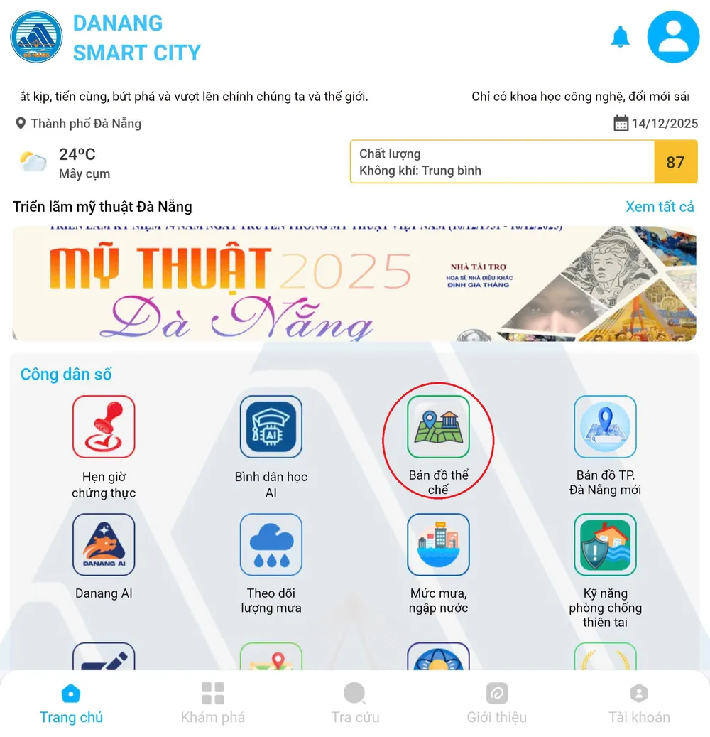 Công cụ bản đồ thể chế trên ứng dụng Danang Smart City. da-nang-1.png