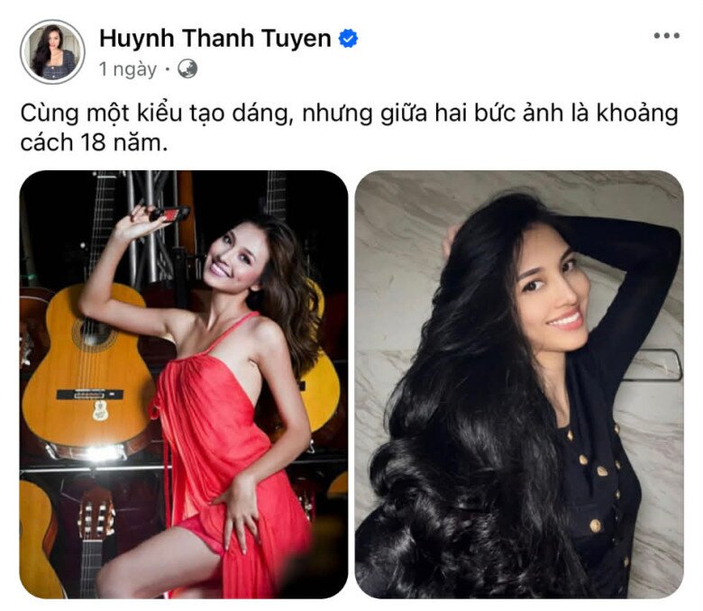 Nhan sắc bị "bỏ quên" suốt 18 năm của người đẹp gây tiếc nuối nhất làng hoa hậu Việt, có một điểm đáng ao ước 1 Siêu mẫu Huỳnh Thanh Tuyền đăng ảnh so sánh nhan sắc năm xưa và hiện tại cho thấy vẻ đẹp của cô gần như không đổi.