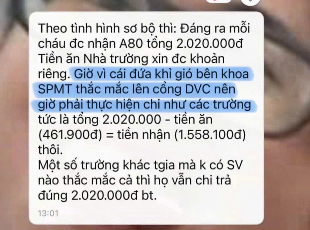 Nhiều sinh viên vẫn chưa nhận được tiền A80, phải ký xác nhận trừ tiền ăn - 1
