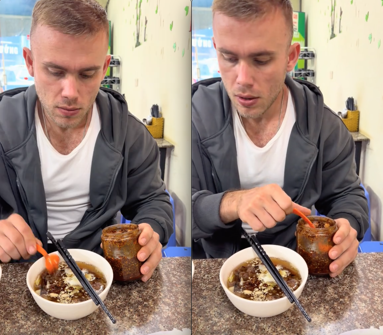 Nhìn khách Tây ăn bún chả, dân mạng Việt hết hồn vì 